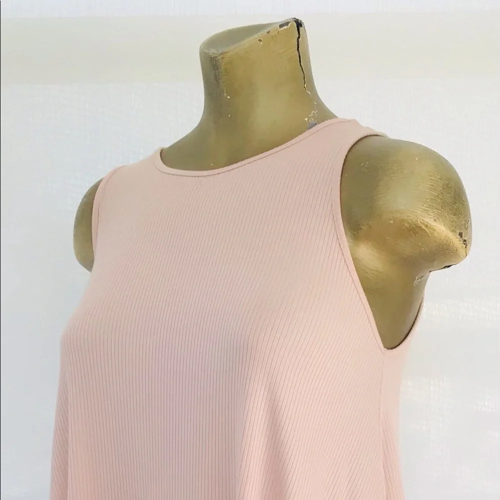 CHAMPAGNE Stretch Ribbed Knit SWING DRESS Medium - Picture 3 of 9
